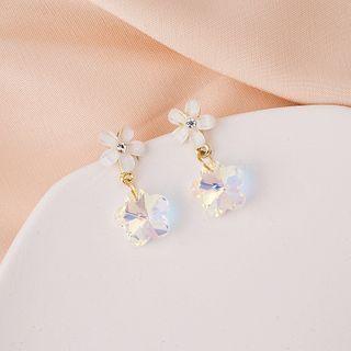 Rhinestone Flower Earring 1 Pair - E3030 - As Shown In Figure - One Size