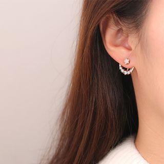 Moon & Star Rhinestone Swing Earring Bm1922 - 1 Pair - Gold - One Size