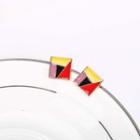 Glaze Square Earring 1 Pair - Red & Yellow & Black - One Size