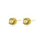 Sterling Silver Plated Gold Geometric Round Stud Earrings With Cubic Zirconia Golden - One Size