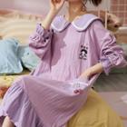 Peter Pan Collar Long-sleeve Print Sleep Dress