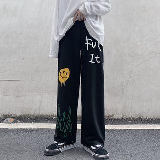 Wide-leg Graphic Print Pants