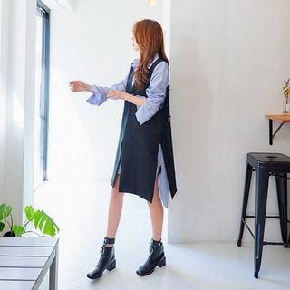 Faux-pearl Tab-back Long Vest