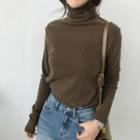 High-neck Colored Wool Blend Top