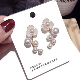 Faux Pearl Earring 1 Pair - Silver Earrings - White - One Size