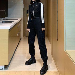 Lettering Zip Jacket / Cargo Pants / Belt / Set