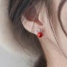 925 Sterling Silver Deer Stud Earring 1 Pair - Stud Earrings - Garnet - Red - One Size