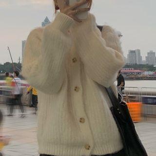 Plain Cardigan / Mock-neck Top / Straight-leg Pants