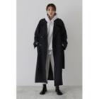Double-breasted Maxi Coat With Sash Black - One Size