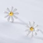 925 Sterling Silver Daisy Earring 1 Pair - Silver - One Size