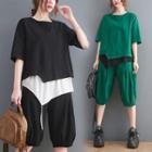 Set: Irregular Panel T-shirt + Shorts