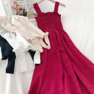 Plain Smocked Strap Maxi Dress