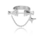 Chained Alloy Ring 1 Pc - Silver - One Size