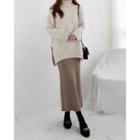 Rib-knit H-line Long Skirt