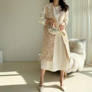 Buttoned Tweed Long Vest