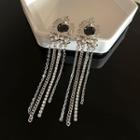 Rhinestone Faux Crystal Alloy Fringed Earring 1 Pair - Silver - One Size