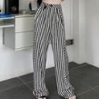 High Waist Striped Loose-fit Pants
