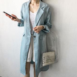 One-button Hemp Summer Chesterfield Coat