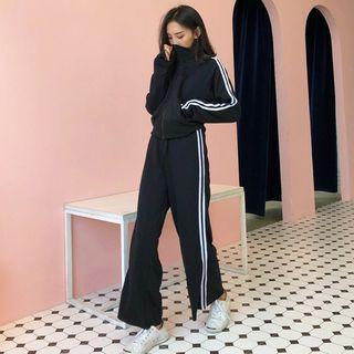 Set: Striped Jacket + Wide-leg Sweatpants