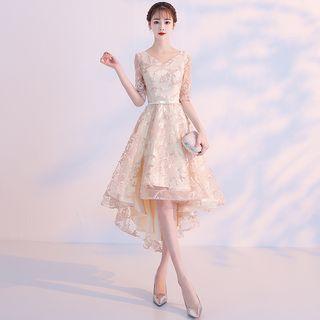 Short-sleeve Lace Irregular Cocktail Dress (various Designs)