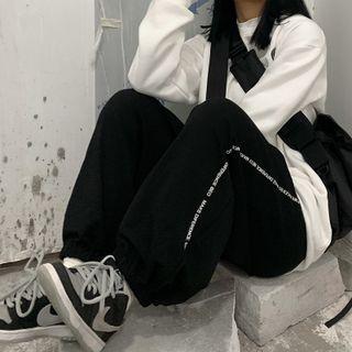 Lettering  Elastic-waist Sweatpants