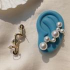 Faux Pearl Cuff Earring 1 Pair - Stud Earrings - One Size