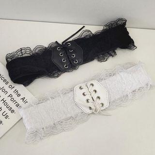 Lace-up Lace Panel Elastic Belt