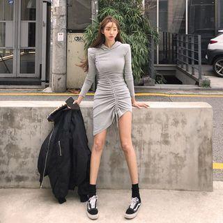 Long-sleeve Drawstring Mini Bodycon Hoodie Dress