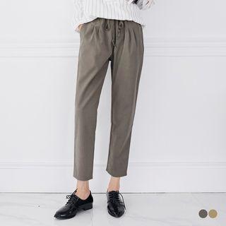 Drawstring Pleated Jogger Pants