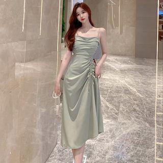 Spaghetti Strap Drawstring Maxi Dress