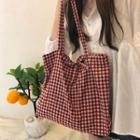 Checked Bow Detail Tote Bag Gingham - Red - One Size