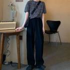 Short-sleeve Leopard Print T-shirt / Straight-fit Pants