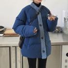Color Block Padded Coat Blue - One Size