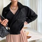 Wide-lapel Pleather Moto Jacket