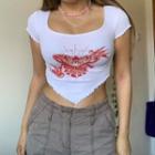 Printed Square Neck Short Sleeve Triangle Top
