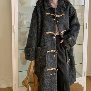 Dual-pocket Woolen Duffle Coat Charcoal Gray - One Size