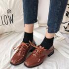 Patent Chunky-heel Lace-up Shoes