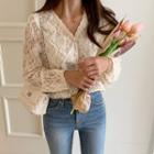 V-neck Laced Blouse Cream - One Size