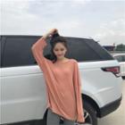 Crew-neck Long-sleeve T-shirt Pink - One Size