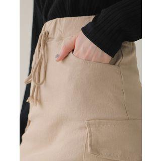 Plus Size Drawstring-waist Midi Cargo Skirt