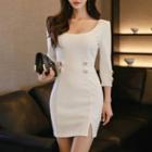 Long-sleeve Crew-neck Bodycon Dress