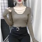 Long-sleeve Chain Knit Top