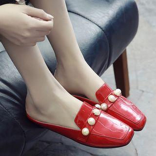 Faux Pearl Loafer Mules