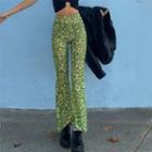 Flower Print High Waist Bootcut Pants