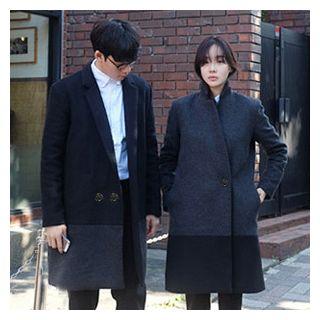 Two Tone Couple Matching Double-breasted Coat