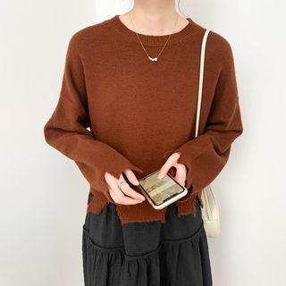 Round-neck Plain Ripped Oversize Sweater