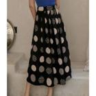 Dot Printed Chiffon Pleated Skirt
