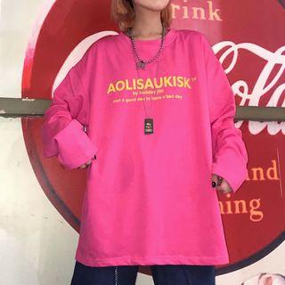 Long Sleeve Printed Tee Rose Pink - One Size