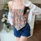 Floral Halter Drawstring Top Top - One Size