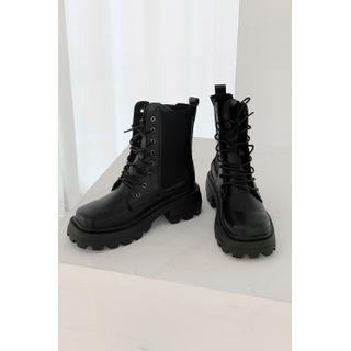 Square-toe Lug-sole Combat Boots